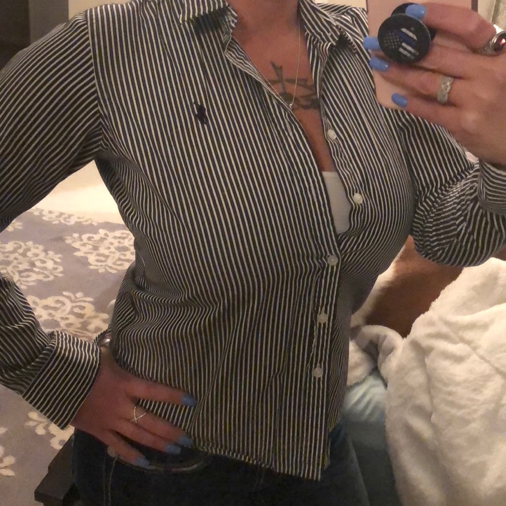 POLO pin striped button up shirt